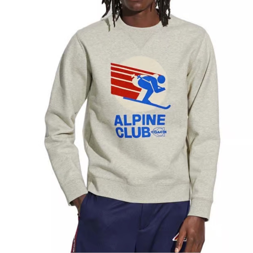 Coach Men's Cream Alpine Club Crewneck Sweater